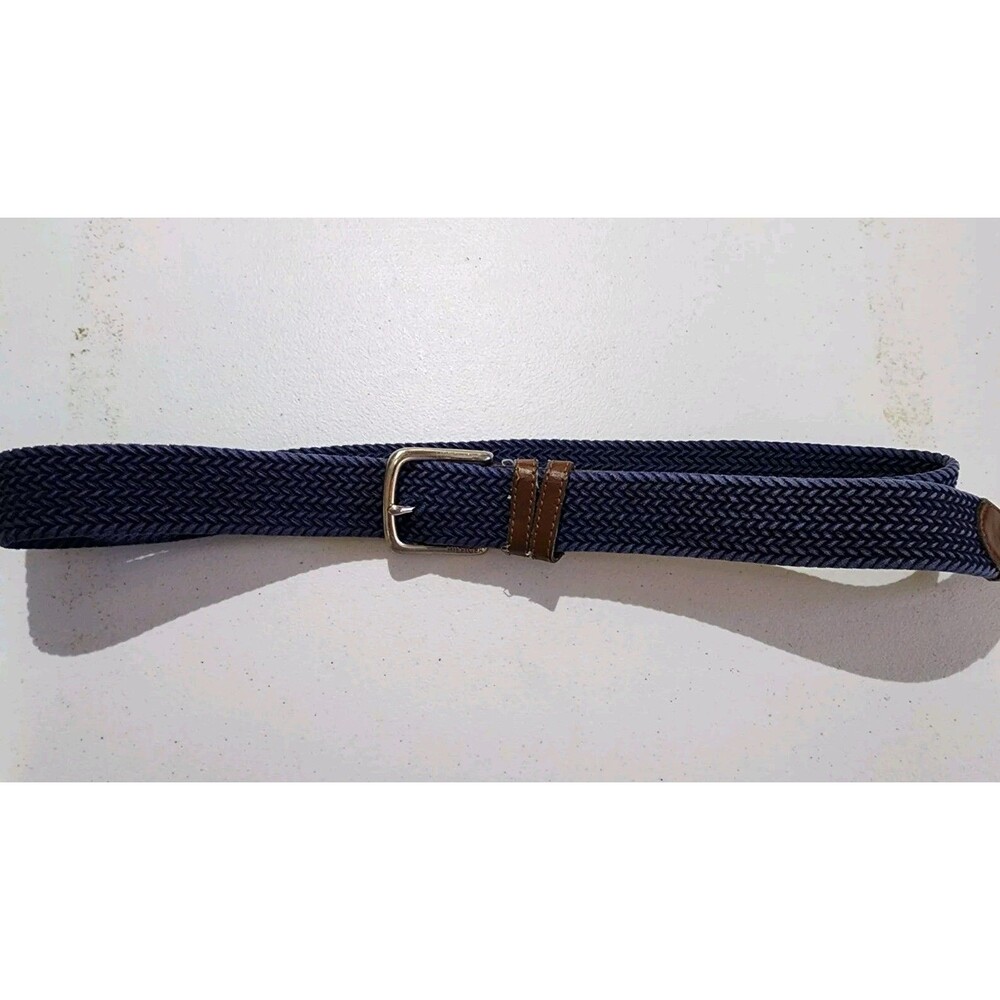 Tommy Hilfiger Mens Belt M Navy Blue Braided Logo Stretches